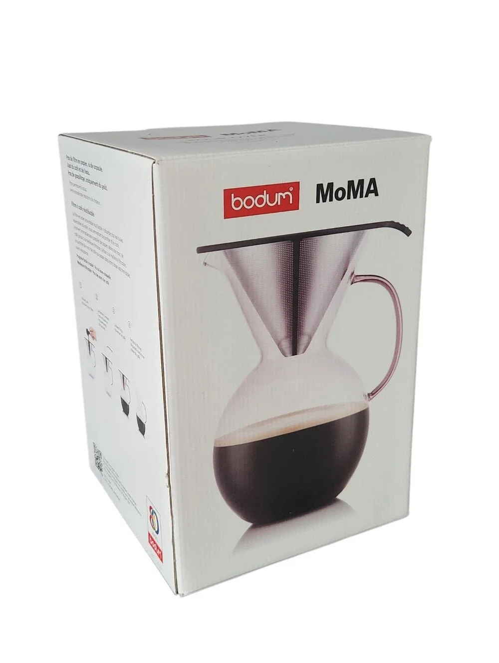 Bodum MoMA Pour Over Coffee Maker with Permanent Filter 1 Liter Pink Glass NEW
